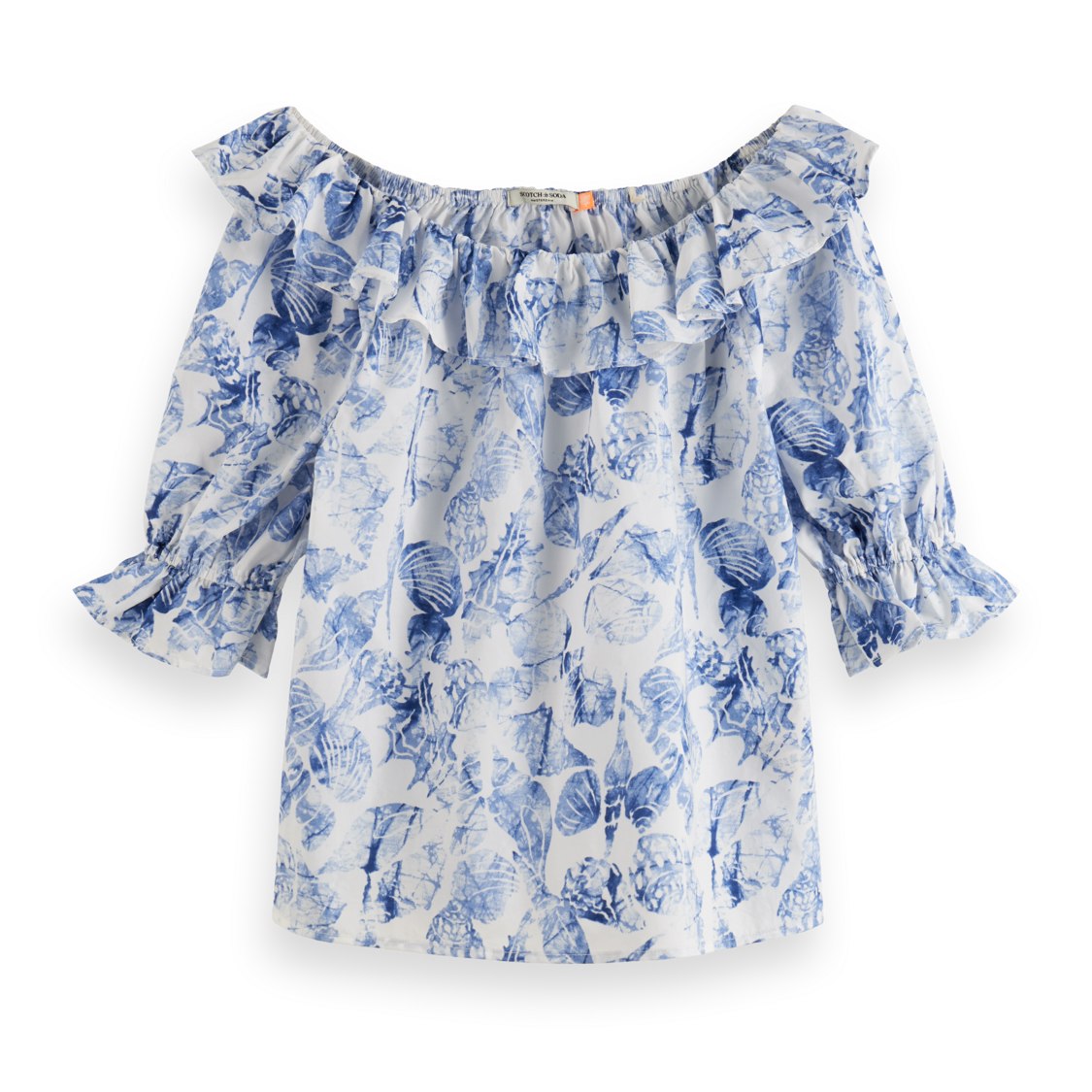 Scotch & Soda Off Shoulder Top With Ruffles